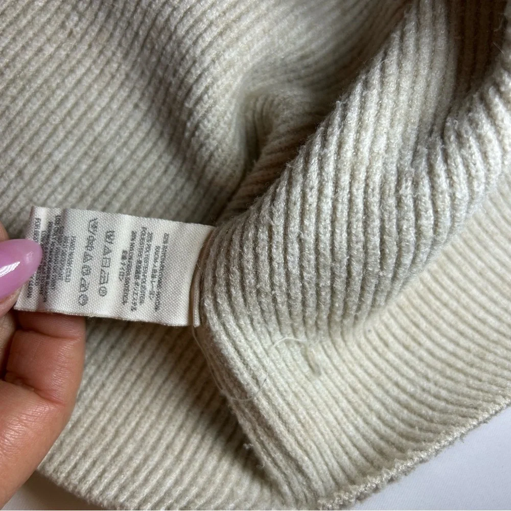 Free people oatmeal ribbed turtleneck sweater oversized boho cozy size small